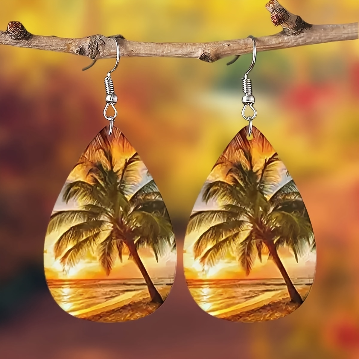 Women's Abstract Pattern Wooden Long Earrings, Gift